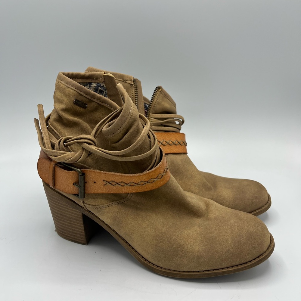 Roxy Tan Ankle Booties with Western Influence